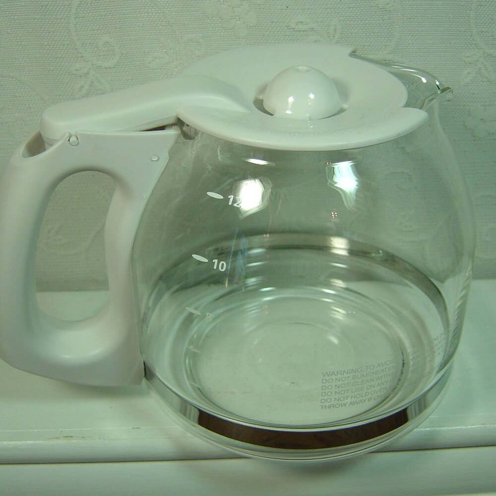 12 cup Mr. Coffee replacement carafe-white lid & handle-5.5" tall